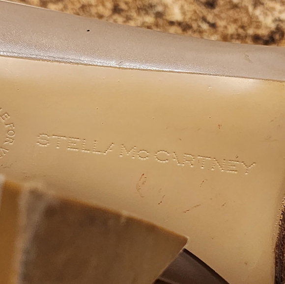 STELLA MCCARTNEY Angular Block Heel Almond Toe Platforms - Taupe - Size 37.5/7.5 - Picture 10 of 13
